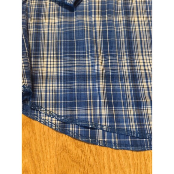 Wrangler Western Shirt Mens Large Blue Pearl Snap Plaid Long Sleeve Button Up - Picture 2 of 8